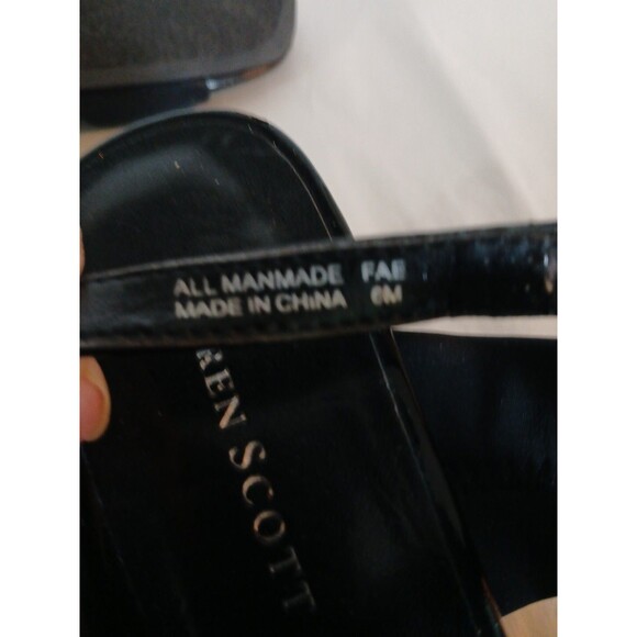 Karen Scott Fae Black Patent Heels Womens 6M New Open Toe/ Stretch Strappy - Picture 13 of 16